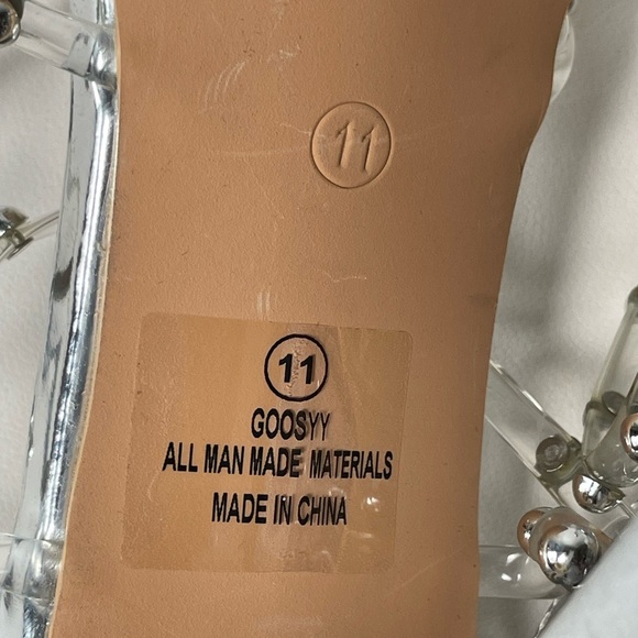 Lulus Silver Goosyy Silver Patent Studded High Heel Sandals Women size 11 - Picture 2 of 9